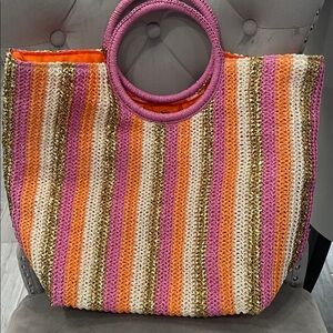 Shiraleah Pink and Orange Striped Tote